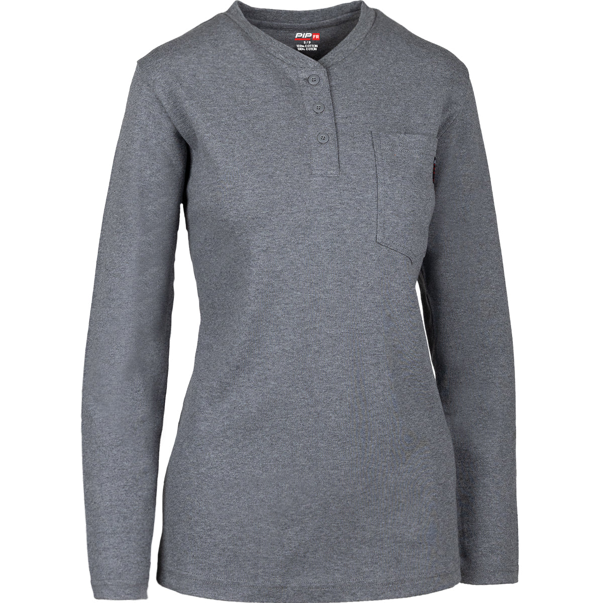 PIP 385-FRHNW AR/FR Dual-Certified Women's Long Sleeve Henley - 10.6 cal/cm2