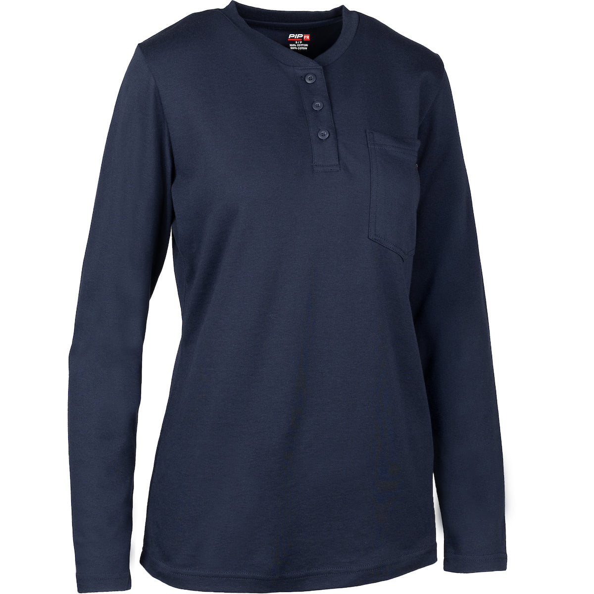 PIP 385-FRHNW AR/FR Dual-Certified Women's Long Sleeve Henley - 10.6 cal/cm2