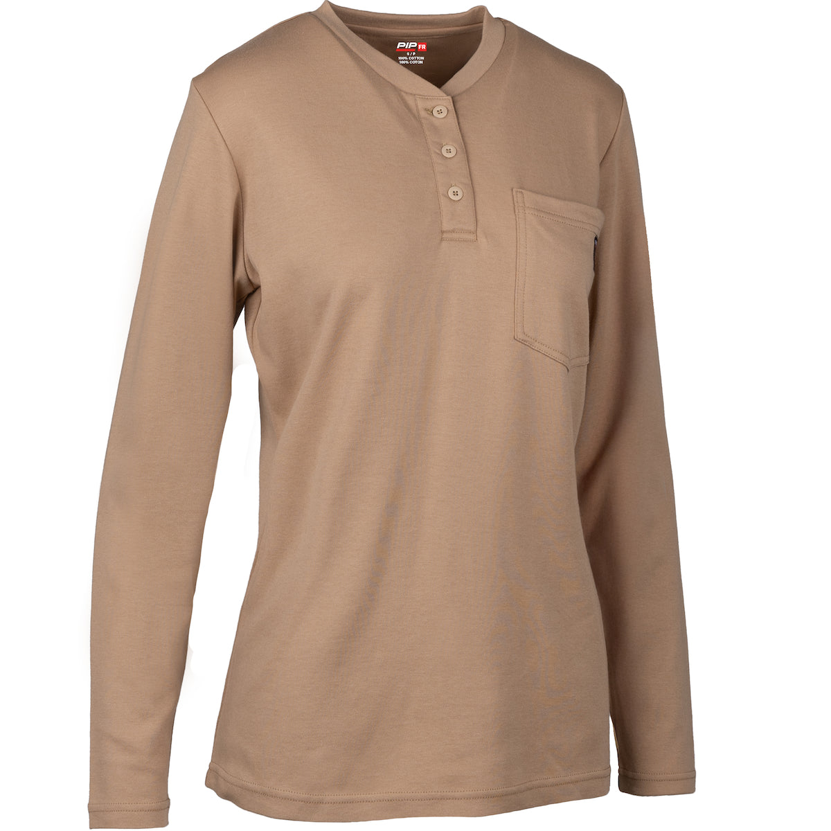 PIP 385-FRHNW AR/FR Dual-Certified Women's Long Sleeve Henley - 10.6 cal/cm2