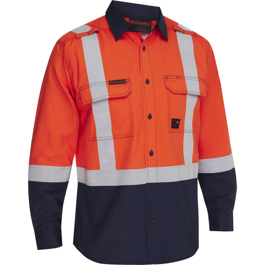 PIP Bisley 385MFRHS Dual-Certified AR/FR Men's Ripstop Long Sleeve Button Down - Industrial Wash Durable