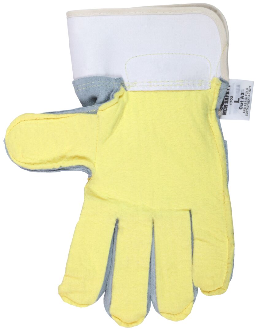 1702 - Big Jake Series Leather Palm Work Gloves - Premium A+ Grade Split Side Leather - 2.75-Inch Safety Cuff - Palm Lined with DuPont™ Kevlar® Aramid - Sewn with DuPont™ Kevlar® Thread - Constructed with Premium Components