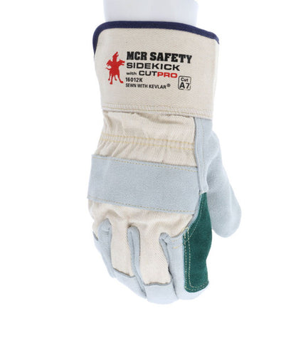 16012K_ - 16012KL - 38735 - 360 - Leather palm work gloves – MCR Safety Group 16012K Sidekick® Series – double palm split sid