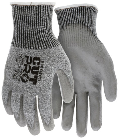 92752PU - MCR Safety CutPro® - 13-Gauge HyperMax® HPPE Shell - Cut Resistant Work Gloves - Polyurethane (PU) Coated Palm and Fingertips