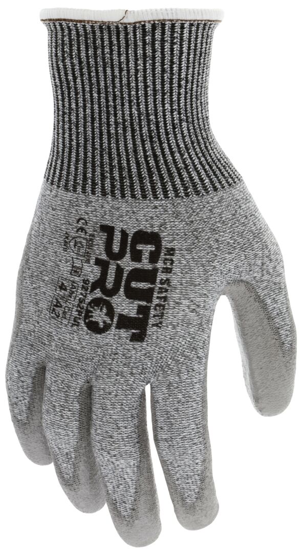 92752PU - MCR Safety CutPro® - 13-Gauge HyperMax® HPPE Shell - Cut Resistant Work Gloves - Polyurethane (PU) Coated Palm and Fingertips