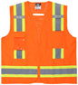 MCR Safety V2100 - Hi-Vis Orange Reflective Safety Vest - Meets ANSI/ISEA 107 2020 Standard - Type R Class 2 Compliant - 4 Inch Lime Silver Stripes - Zipper Front Closure - Cool Mesh Back with Solid Front