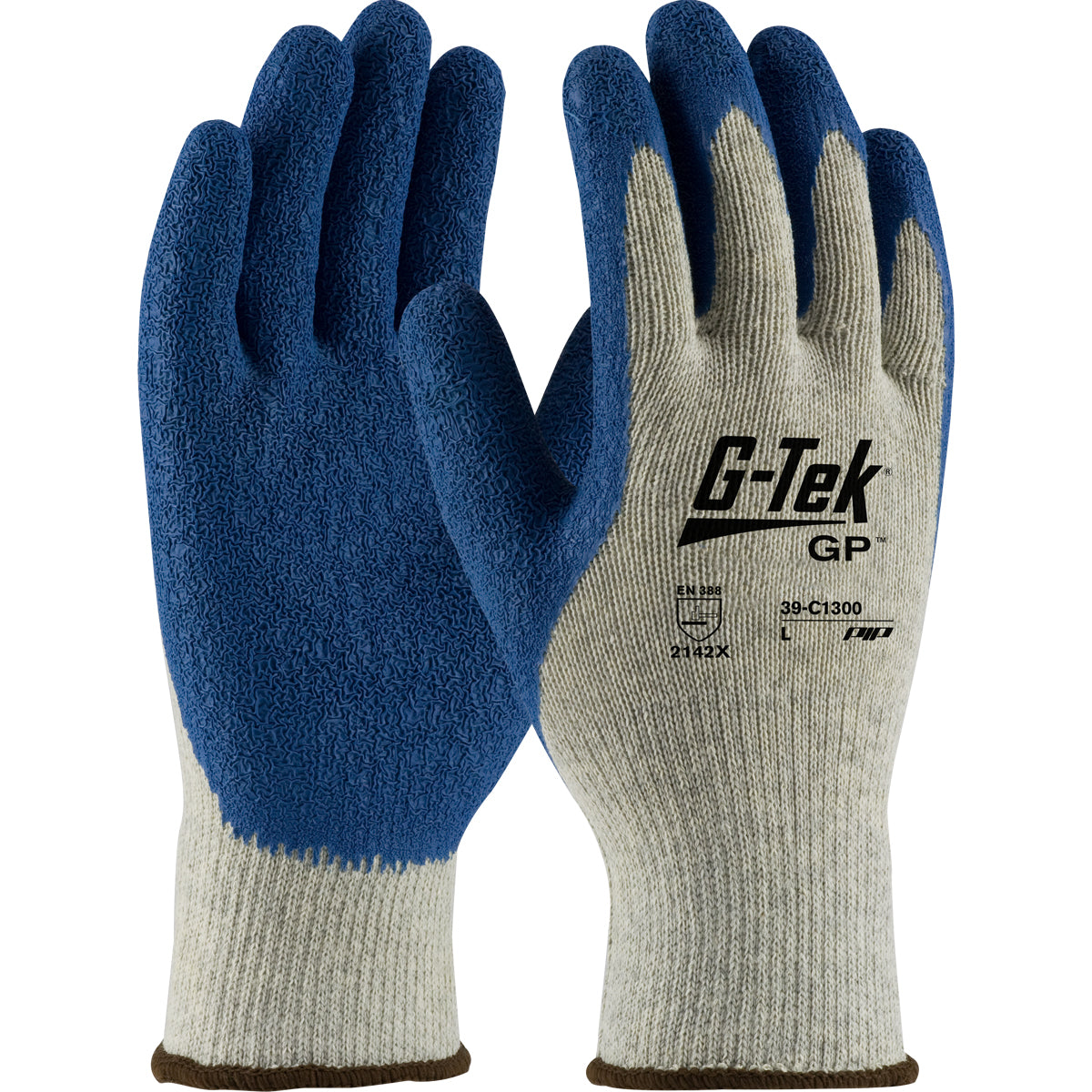 G-Tek® Premium Weight Seamless Knit Polyester/Cotton Glove with Latex Coated Crinkle Grip on Palm & Fingers