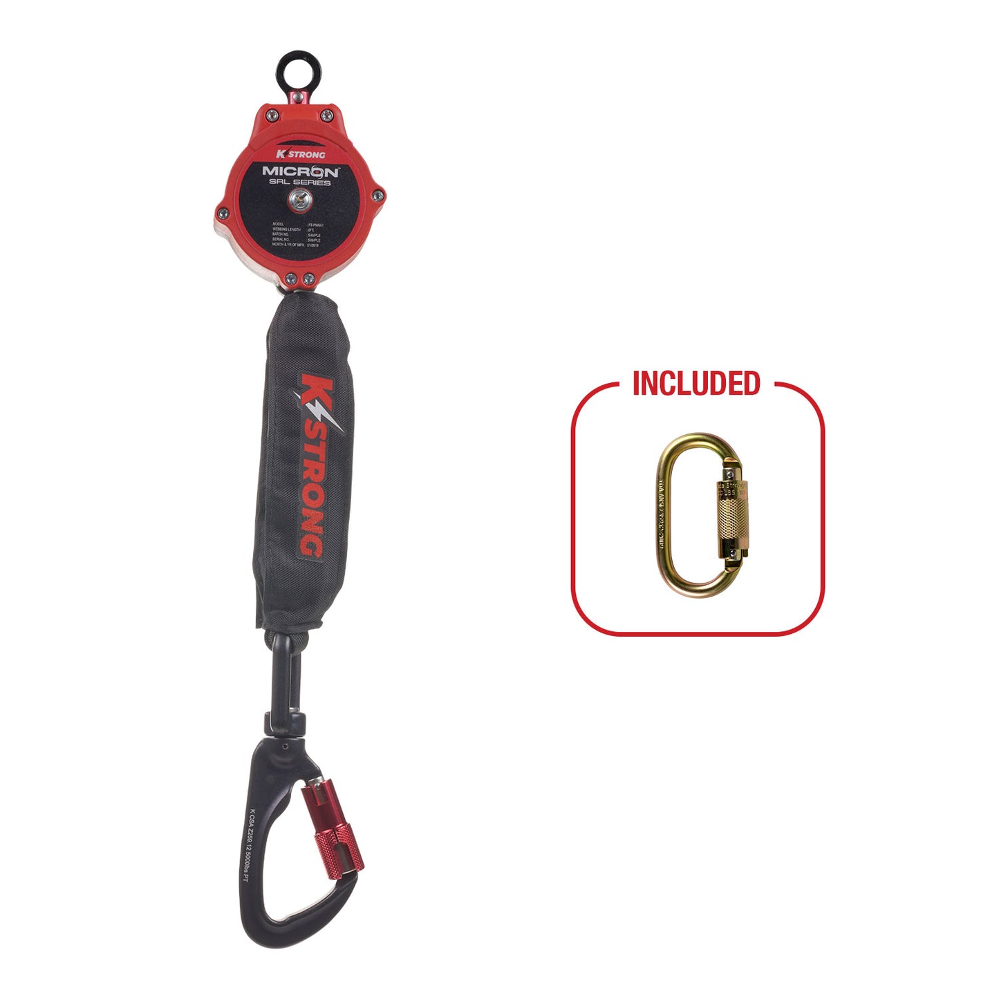KStrong® Micron™ 6 ft. SRL with Aluminum Swivel Carabiner (ANSI) – Installation Carabiner Included