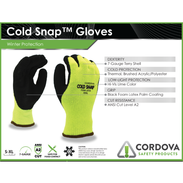 Cordova Cold Snap™, 7-gauge, HI-VIS Green, Br #3999 - 3999S image 2