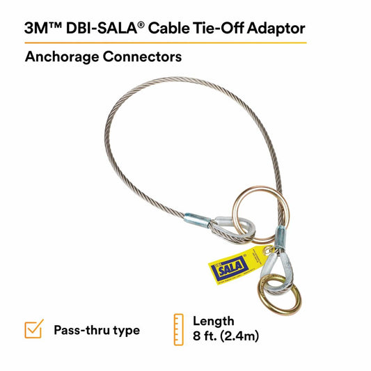 3M DBI-SALA Pass-thru Cbl Tie-off Adapter Stainless Steel 8ft