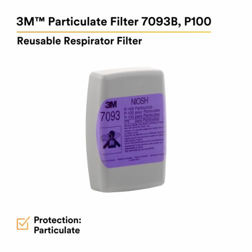 3M™ Particulate Filter 7093B, P100 144 EA/Case
