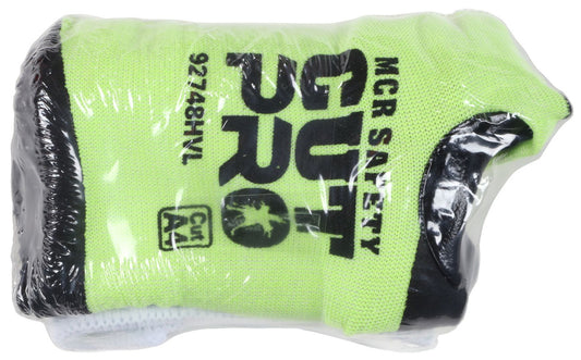 VP92748HV - MCR Safety CutPro® - 18 Gauge HyperMax® HPPE Shell - Hi-Vis Cut-Resistant Work Gloves - Nitrile Coated and Dotted Palm & Fingertips - Reinforced Thumb Crotch - Vending Packaged