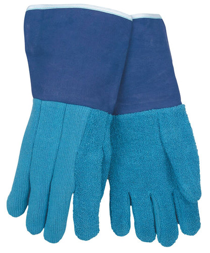 VP9428GFR - Vending Packaged Hotline Heat-Resistant Gloves - Heavyweight Loop-Out Blue Terrycloth - Six-Inch Gauntlet Duck Cuff - Limited Flammability - Contact Heat level 5 for Applications Less than 608° F