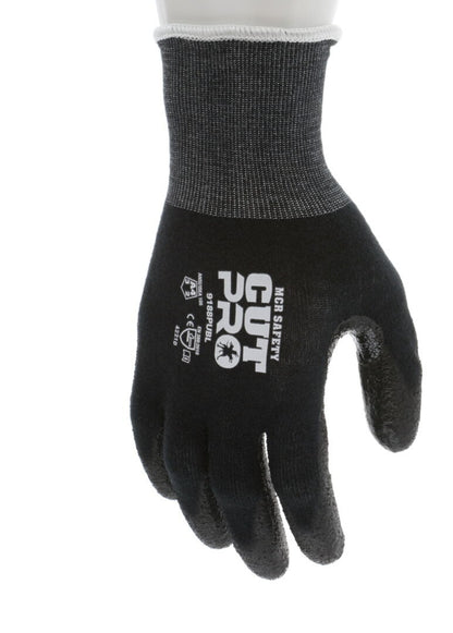 9188PUB - MCR Safety CutPro® - 18 Gauge Black Kevlar® Comfort Aramid Shell - Cut Resistant Work Gloves - Polyurethane (PU)Coated Palm and Fingertips - Reinforced Thumb Crotch