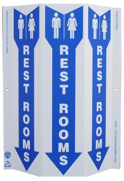 ZING Facility Sign "Restroom" Triview Slim - official Zing product image 1