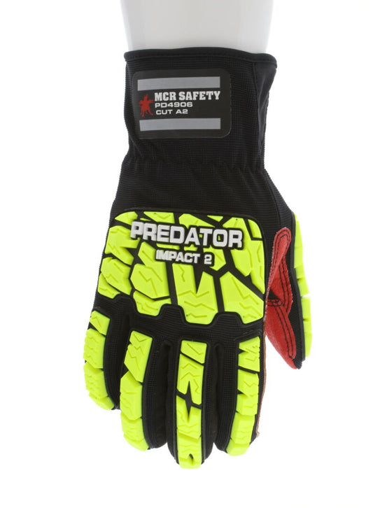 PD4906 - Predator® Impact Mechanics Glove - Hi Visibility TPR Back of Hand Protection - Cut, Abrasion, Puncture, and Impact Resistant - Iconic Oil and Gas Industry Palm - Back of Hand Level 2 Impact Protection