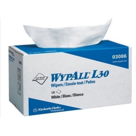 Kimberly-Clark Professional 11"X10.4" White WypAll L30 Economy Wiper 120 / Box - 03086