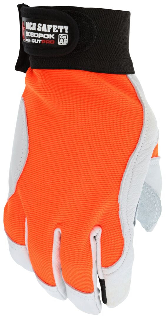 906DPOK - MCR Safety Mechanics Work Gloves - Rugged Grain Goatskin - Cowhide Double Palm - Adjustable Hook and Loop Closures - Reinforced Thumb Crotch - Kevlar® Aramid Lined Palm - Goatskin Provides Great Tensile Strength and Natural Lanolin