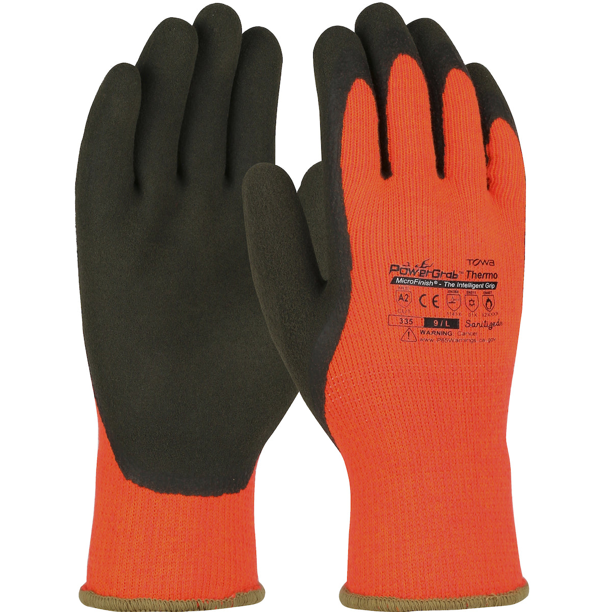Towa 41-1400 – Hi-Vis Seamless Knit Acrylic Terry Glove with Latex MicroFinish Grip on Palm & Fingers