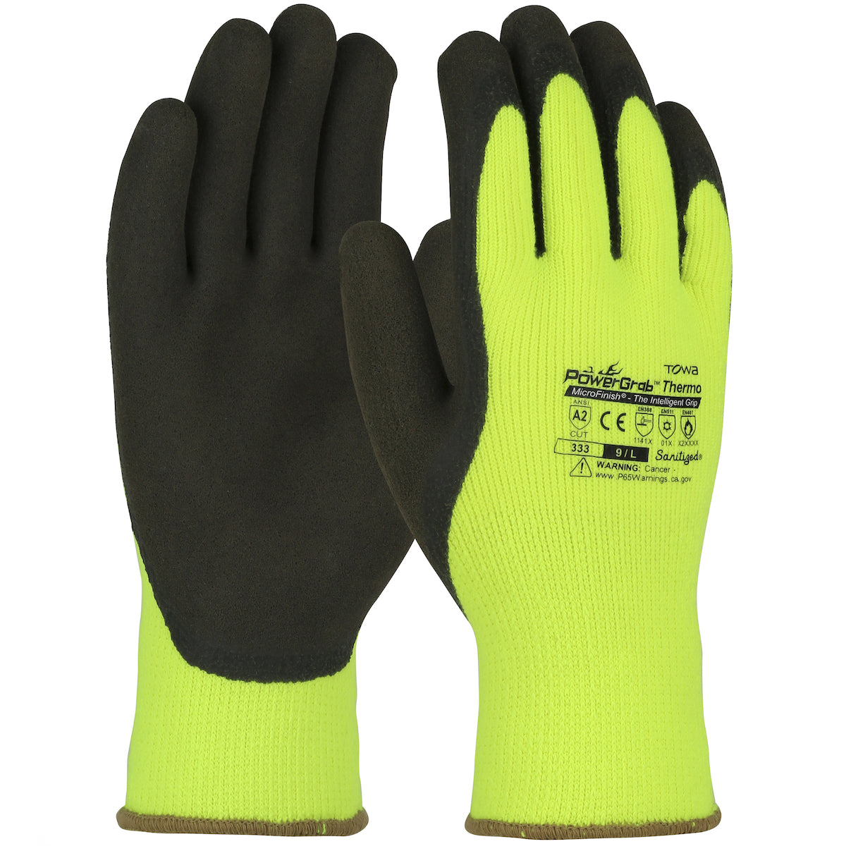 Towa 41-1405 – Hi-Vis Seamless Knit Acrylic Terry Glove with Latex MicroFinish Grip on Palm & Fingers