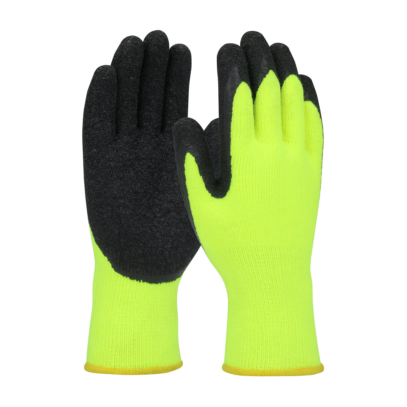PIP 41-1425 – Economy Hi-Vis Seamless Knit Acrylic Glove with Latex Coated Crinkle Grip on Palm & Fingers