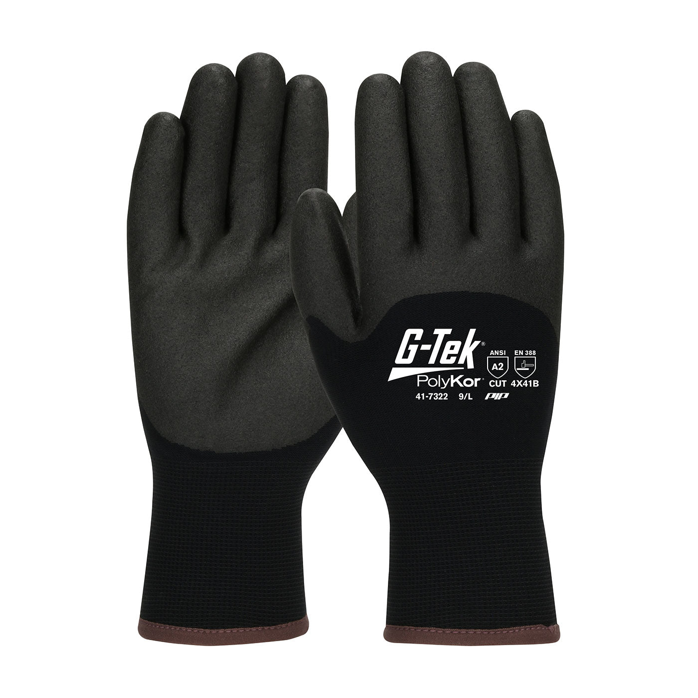 G-Tek 41-7322 – Seamless Knit PolyKor® Blend Glove with Acrylic Lining and PVC Foam Grip on Palm, Fingers & Knuckles