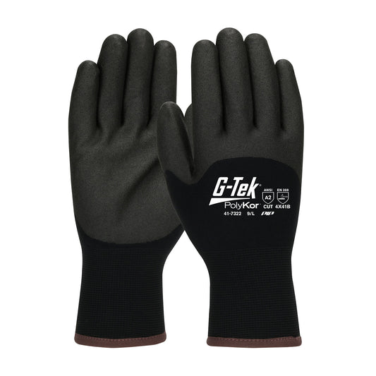 G-Tek 41-7322 – Seamless Knit PolyKor® Blend Glove with Acrylic Lining and PVC Foam Grip on Palm, Fingers & Knuckles