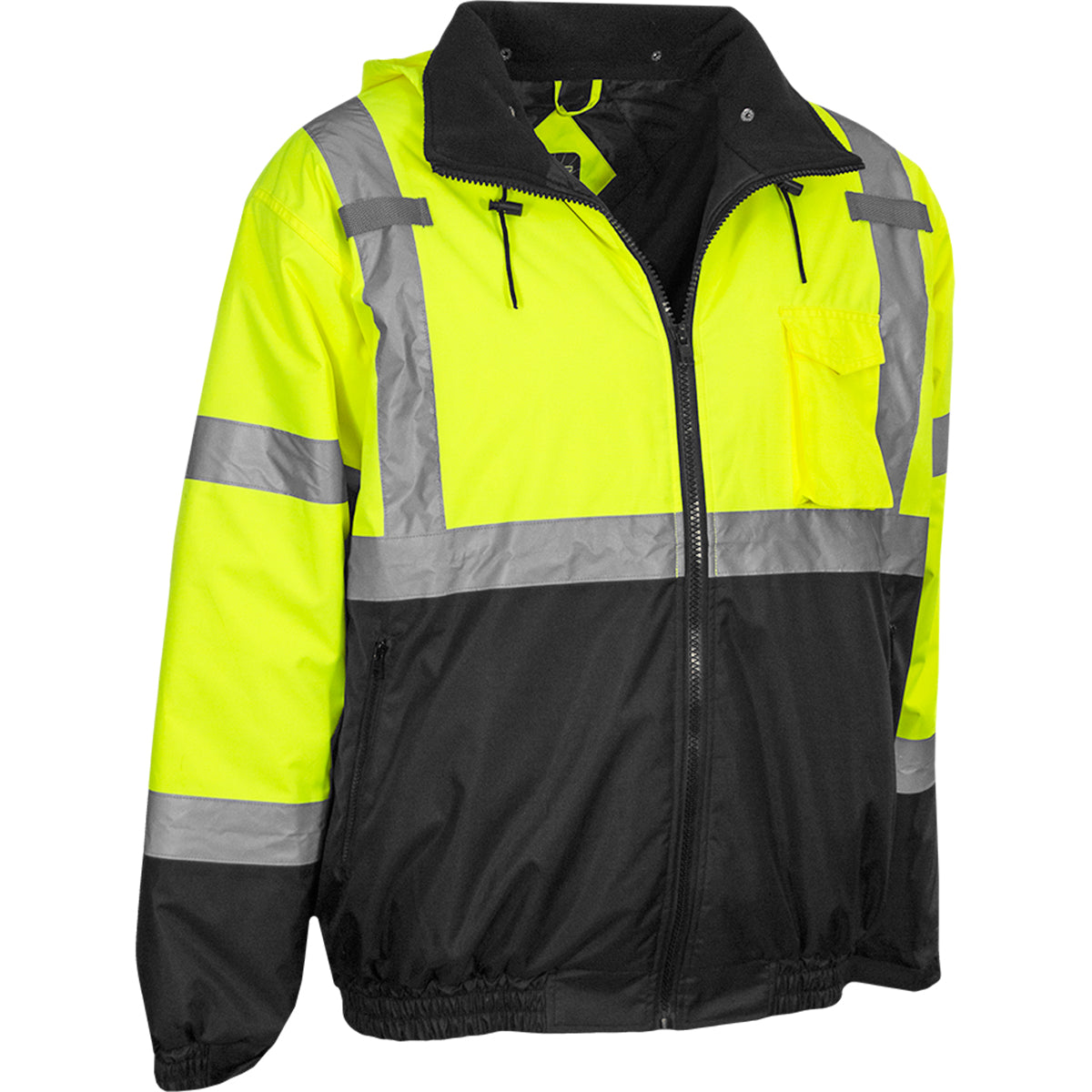 PIP Reflective Apparel 413GT ANSI Type R Class 3 Waterproof Bomber Jacket with Quilted Fleece Liner