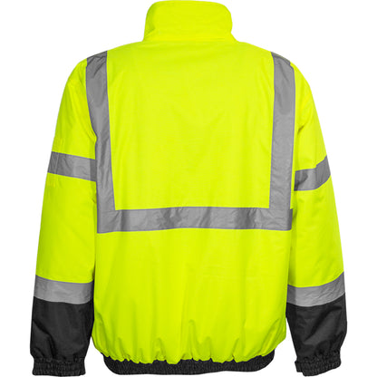 PIP Reflective Apparel 413GT ANSI Type R Class 3 Waterproof Bomber Jacket with Quilted Fleece Liner