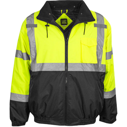 PIP Reflective Apparel 413GT ANSI Type R Class 3 Waterproof Bomber Jacket with Quilted Fleece Liner