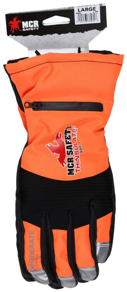 980 - MCR Safety Insulated Mechanics Gloves - 100 Gram Thinsulate™ Lining - MAXGrid™ Material Palm - Inner Elastic Snow and Ice Cuff - Waterproof / Windproof Barrier for Moderate Climate Protection