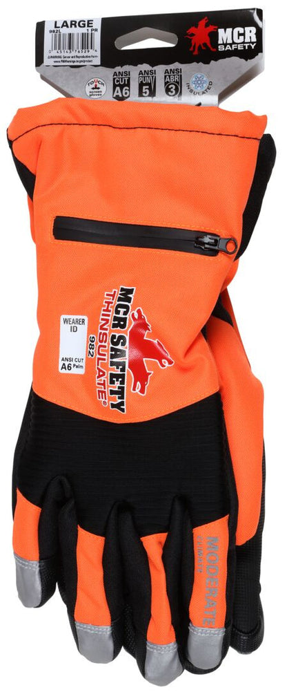 982M - MCR Safety Insulated Mechanics Gloves - 100 gram Thinsulate™ and Cut Resistant Lining - MAXGrid™ Material Palm - Inner Elastic Snow & Ice, Waterproof & Windproof Barrier for Moderate Climate Protection