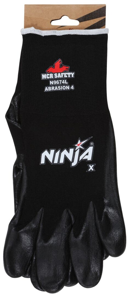 N9674 - Ninja® X Work Gloves - 15 Gauge Nylon / Lycra® Blended Shell - Bi-Polymer Coated Palm and Fingertips - Bi-Polymer Coating Achieves High Levels of Abrasion Resistance