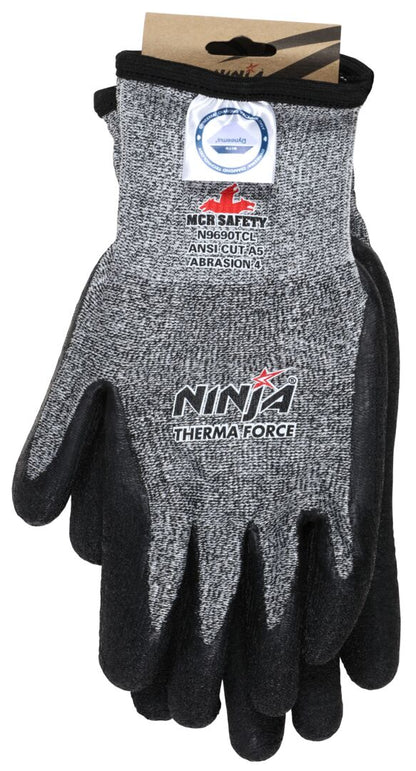 N9690TC - Ninja® Therma Force - Insulated Cut Resistant Work Gloves - Bi-Polymer Coated Palm and Fingertips - Dyneema® Diamond Technology Shell - Acrylic Terry Liner for Warmth - High Strength Fiber Provides Cool Touch and Comfort