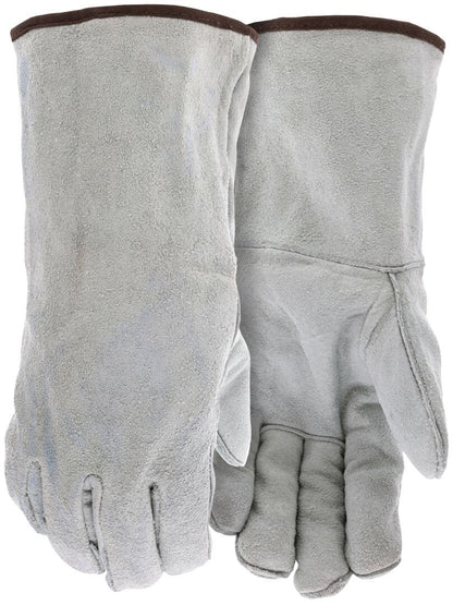 Cowhide Split Leather Welding Gloves, CV-C+ Grade, Fleece-Lined, Gauntlet Cuff
