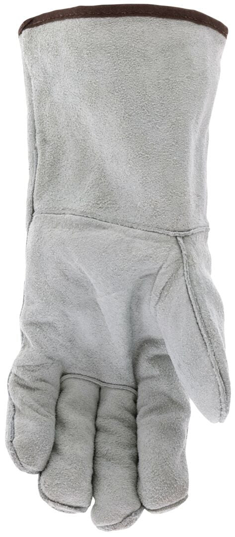 Cowhide Split Leather Welding Gloves, CV-C+ Grade, Fleece-Lined, Gauntlet Cuff