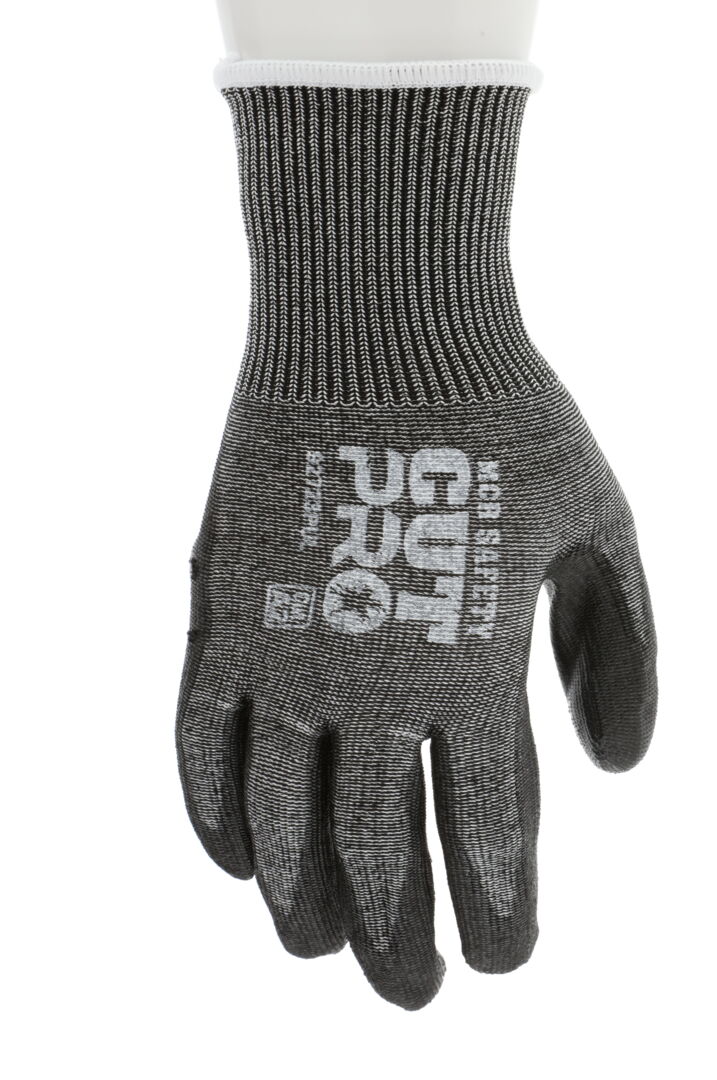 92723PU - MCR Safety CutPro® - 13 Gauge HyperMax® HPPE Shell - Cut, Abrasion and Puncture Resistant - PU Coated Palm and Fingertips - Black Polyurethane Coating adds Abrasion Resistance