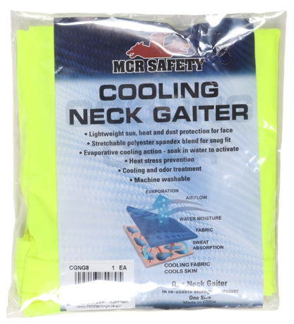MCR Safety CGNG8 - MCR Safety Cooling Gear - Hi-Visibility Cooling Neck Gaiter - Lightweight Stretch Polyester Spandex Fabric - Machine Washable - Treated to Resist Odors — manufacturer image 5