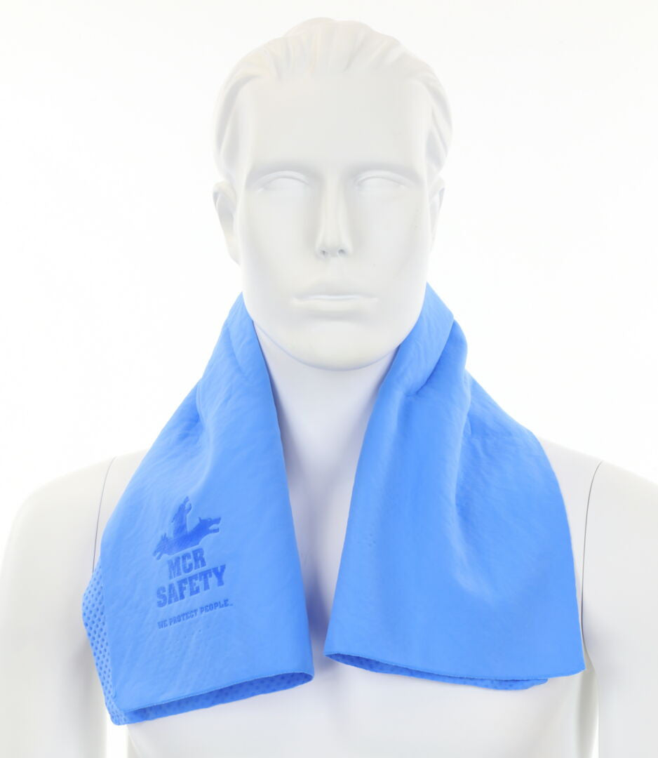 MCR Safety CGT03 - MCR Safety Cooling Gear - 1 Piece Blue Cooling Towel - Lightweight PVA Fabric - Machine Washable - Measures 30 x 14 Inches - Reusable Container to Safely Store After Use — manufacturer image 2