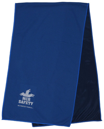 MCR Safety CGT13 - MCR Safety Cooling Gear - 1 Piece Large Blue Cooling Towel - Lightweight Polyester Microfiber - Machine Washable - Measures 40 x 12 Inches - Reusable Container to Safely Store After Use — manufacturer image 4