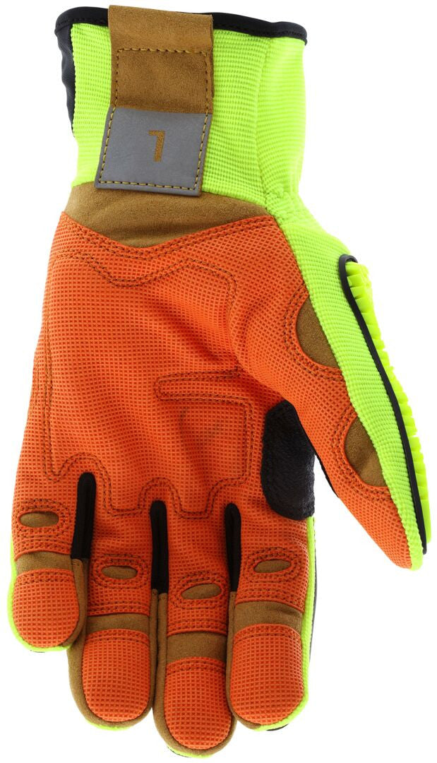 FF2931 - MCR Safety Predator® Mechanics Work Gloves - HyperMax® HPPE Cut Resistant Palm Liner - Hi-Vis Lime Two-Way Spandex Glove Back - MaxGrid™ Reinforced Palm - D3O® Padded Palm - Predator® PD6 Back of Hand TPR for Impact Protection