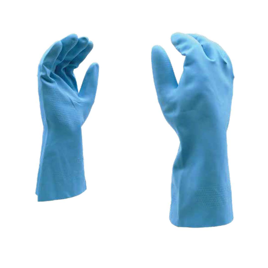 Cordova Blue Flock-lined Latex, Rolled Cuff, Med #4267