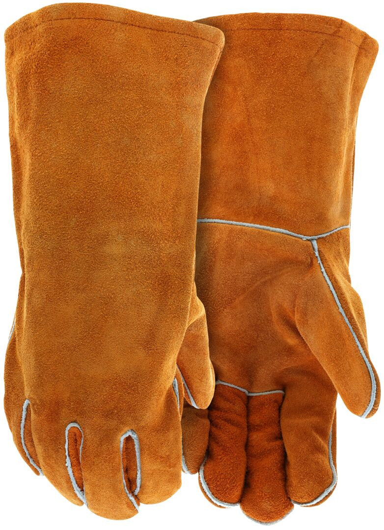 Cowhide Split Leather Welding Gloves, CV-C+ Grade, Fleece Lined