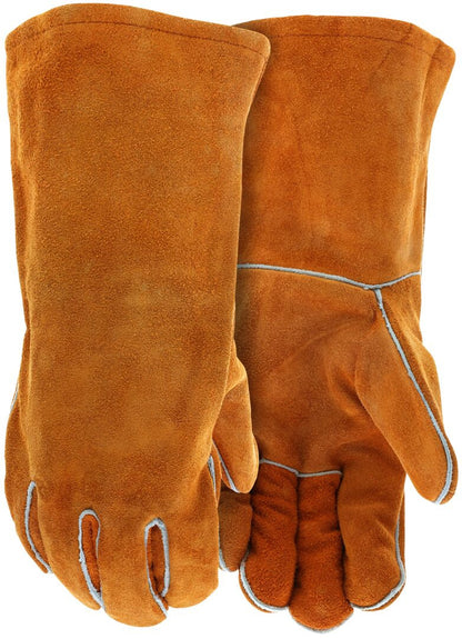 Cowhide Split Leather Welding Gloves, CV-C+ Grade, Fleece Lined