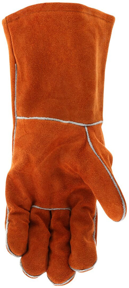 Welding Gloves, Split Cowhide Leather, Select B+ Grade, Fleece-Lined