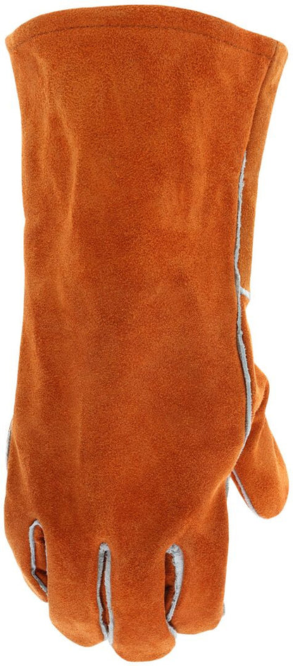 Welding Gloves, Split Cowhide Leather, Select B+ Grade, Fleece-Lined