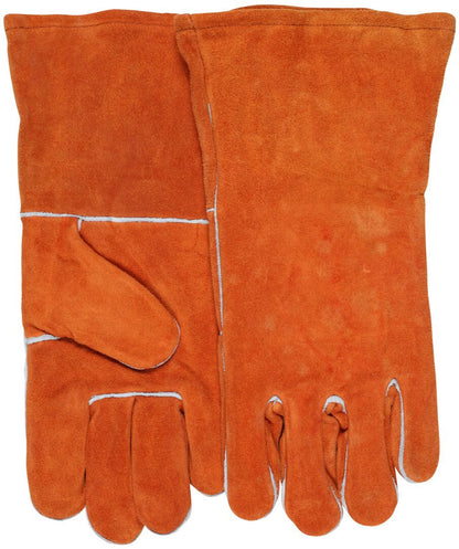 Welding Gloves, Split Cowhide Leather, Select B+ Grade, Fleece-Lined