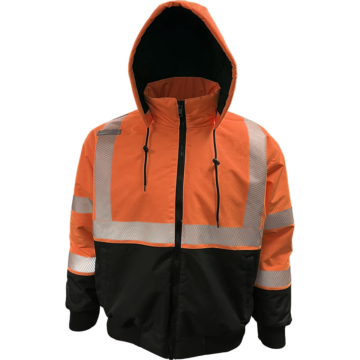 Reflective Apparel™: ANSI Type R Class Heavy-Duty Waterproof  High-Visibility Jacket Black and Hi-Vis Orange S