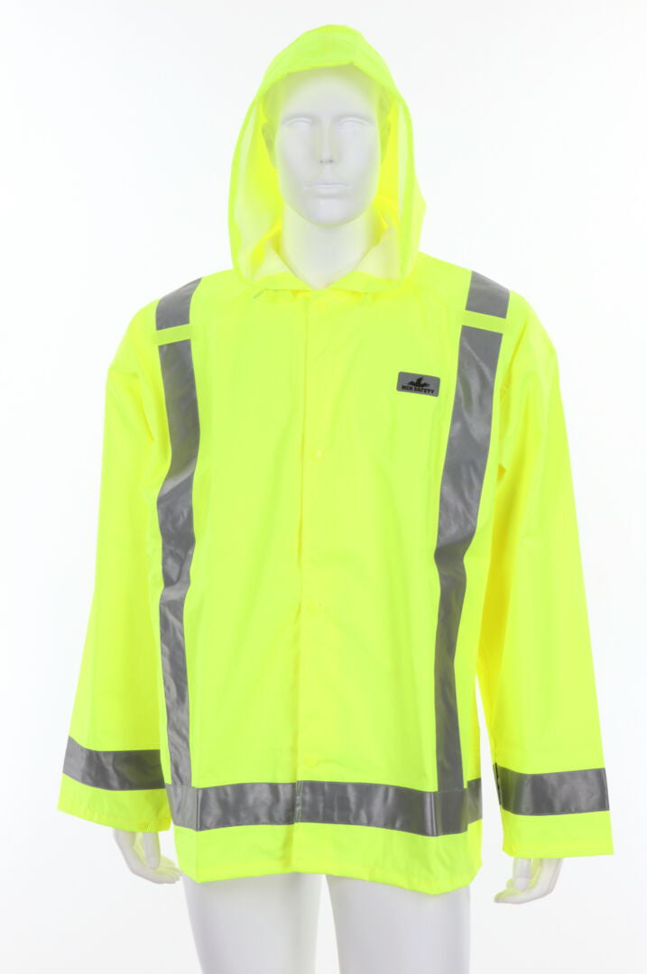 MCR Safety 500RJH - Luminator® Hi Vis Rain Gear - Lightweight Rain Jacket - Lime Polyester / Polyurethane Material - Meets ANSI/ISEA 107 2020 Standard - Type R Class 3 Compliant — manufacturer image 2