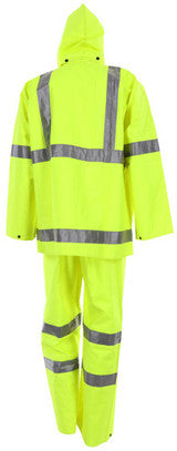 2083SR - Luminator Hi-Visibility Rain Gear - .38mm PVC Polyester PVC - 3 Piece Hi Vis Reflective Rain Suit