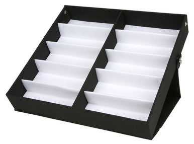 MCR Safety ESC10 - Black Eyewear Display Case - Holds 10 Pair Average Size Safety Glasses - Perfect for Show Displays and Sales Travel - Foldable Top Pivots to Form a Display Stand